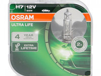 Set 2 Buc Bec Osram H7 12V 55W PX26d Ultra Life 64210ULT-HCB