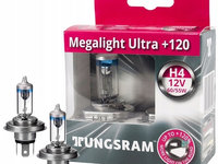 Set 2 Buc Bec Tungsram H4 Megalight Ultra +120 12V 60/55W P43T BL1417