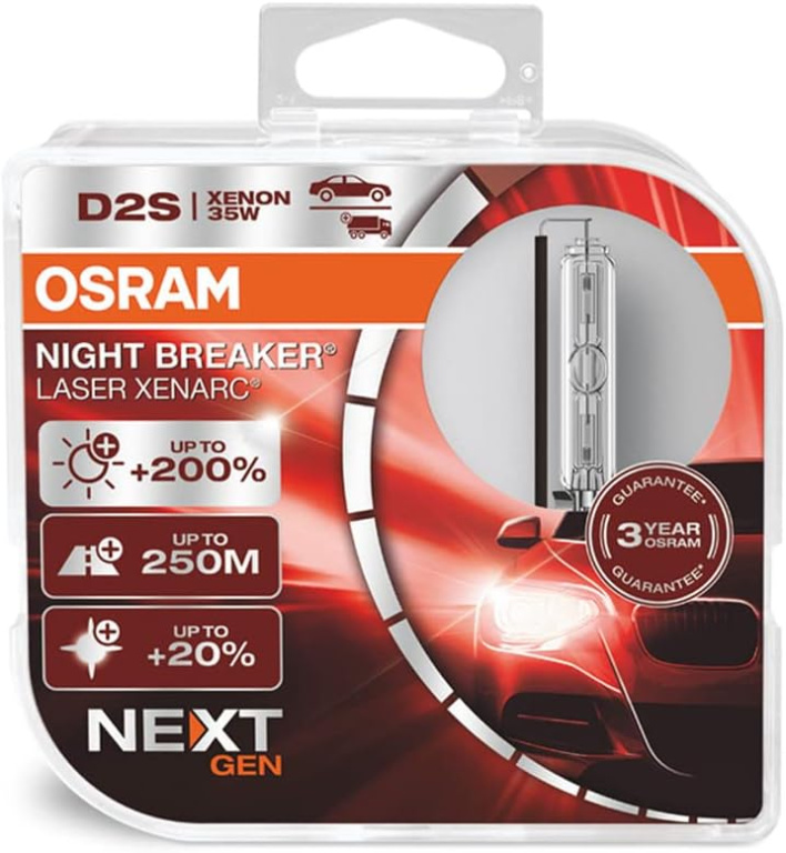 Set 2 Buc Bec Xenon Osram D2S 85V 35W 4500K P32D-2 Night Breaker Laser Xenarc NextGen +200% 66240XNN-HCB