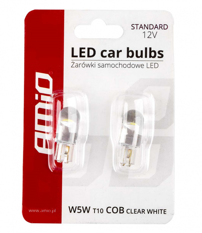 Set 2 Buc Led Amio T10 12V HPC COB Clear White 02645