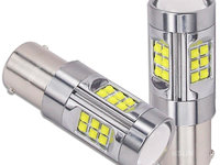 Set 2 Buc Led Auto Alb 150W BA15S, 12V-24V Canbus 30 Leduri CREE 5W 1156-150W 499029