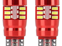 Set 2 Buc Led Canbus Amio T10 W5W 12V-24V 27 SMD 3014 Canbus Alb 01446