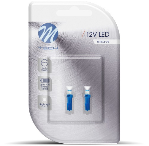 Set 2 Buc Led M-Tech T5 12V W2X4,6D Albastru LB053B