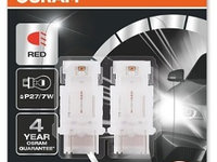 Set 2 Buc Led Osram P27/7W 12V 1,4W W2,5X16Q 6000K Rosu LEDriving SL 3157DRP-02B