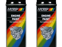 Set 2 Buc Motip Spray Vopsea Motor Rezistent La Temperaturi 150°C Negru 400ML 315071