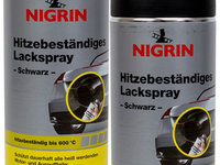 Set 2 Buc Nigrin Spray Vopsea Rezistent Termic Negru 600°C 400ML 74117
