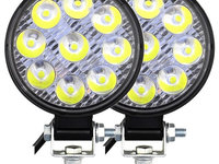 Set 2 Buc Proiector Led 27W 12/24V 6000K Rotund PL 027