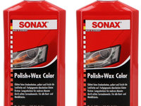 Set 2 Buc Sonax Polish &amp; Wax Colour NanoPro Polish &amp; Ceara Rosu 500ML 296400