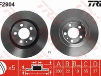 Set 2 discuri frana fata trw r280mm pt audi a3 8l,seat leon,toledo 2,octavia 1,bora,golf 4