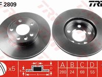 Set 2 discuri frana fata trw r280mm pt vw transporter 4