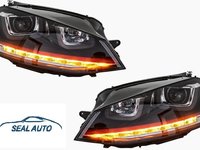 Set 2 faruri 3D LED compatibil cu VW Golf 7 VII (2012-2017) RHD R20 GTI Design Semnal LED