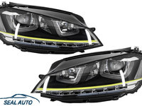 Set 2 faruri 3D LED compatibil cu VW Golf 7 VII (2012-2017) R400 Design Semnalilzare Dinamica