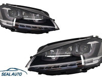 Set 2 faruri 3D LED Volan Dreapta compatibil cu VW Golf VII (2012-2017) R-Line LED Semnalizare Dinamica