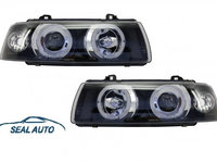 Set 2 faruri Angel Eyes compatibil cu BMW Seria 3 E36 1992-1998 Sedan/Touring Negre