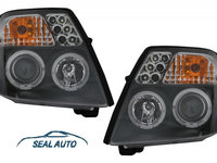 Set 2 faruri Angel Eyes compatibil cu Citroen C2 (2003-2009), Negre