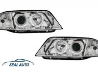 Set 2 faruri compatibil cu AUDI A6 4B 97-01 Pozitie Angel Eyes Crom