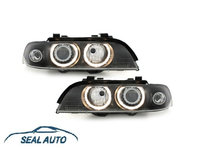 Set 2 faruri compatibil cu BMW Seria 5 E39 (1995-2003) Pozitie Angeleyes Negru