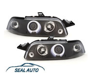 Set 2 faruri compatibil cu Fiat Punto 93-99, 1 CCFL Angel Eyes negru