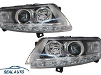 Set 2 faruri DRL Xenon compatibil cu Audi A6 4F (2004-2008) Fara AFS Chrome