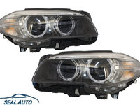 Set 2 faruri Full LED Bi-Xenon Angel Eyes compatibil cu BMW 5 Series F10/F11 (2011-2013) LCI Facelift Look