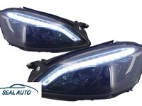 Set 2 faruri HID Xenon LED DRL compatibil cu Mercedes Benz W221 S-Class (2005-2009) W222 Look Negre