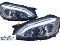 Set 2 faruri HID Xenon LED DRL compatibil cu Mercedes Benz W221 S-Class (2005-2009) W222 Look Crom