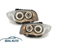 Set 2 faruri LED compatibil cu BMW seria 1 E87 04-07, 2 Angel Eyes Crom