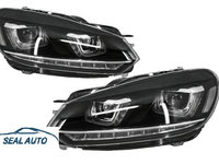 Set 2 faruri LED compatibil cu VW Golf 6 VI (2008-up) Design Golf 7 3D U Design Semnal LED Dinamic 1