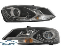 Set 2 faruri LED DRL Dayline compatibil cu VW Polo 6R, 09+, Negre