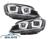 Set 2 faruri R-look compatibil cu VW Golf VII 7 2013+, 3D LED DRL