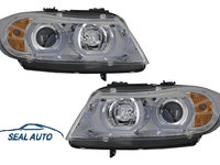 Set 2 faruri Xenon Angel Eye 3D U-TYPE compatibil cu BMW Seria 3 E90 E91 (2005-2008) Crom HID