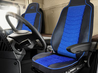 Set 2 huse scaun camion MAN TGX Euro 6 piele ecologica neagra + catifea albastra (45173)