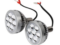 Set 2 proiector LED 3&quot; pentru faza lunga auto / moto cu lumina de zi DRL 35W, 12V, 3000Lm - i6
