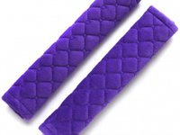 Set 2 protectii centura siguranta copii si adulti material neopren/plus 26 x 6.5 cm violet
