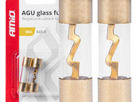Set 2 sigurante din sticla tip AGU, contacte aurite, 60A AVX-AM03487