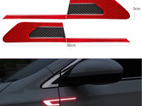 Set 2 stickere reflectorizante BUMERANG cu insertie Carbon 5D, culoare Rosie AVX-SREF-08