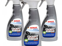 Set 3 Buc Sonax Xtreme Cockpit Cleaner Matt Finish Solutie Curatat Bord Efect Mat 500ML 283241