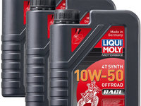 Set 3 Buc Ulei Motor Liqui Moly Motorbike 4T Synth 10W-50 Offroad Race 1L 3051