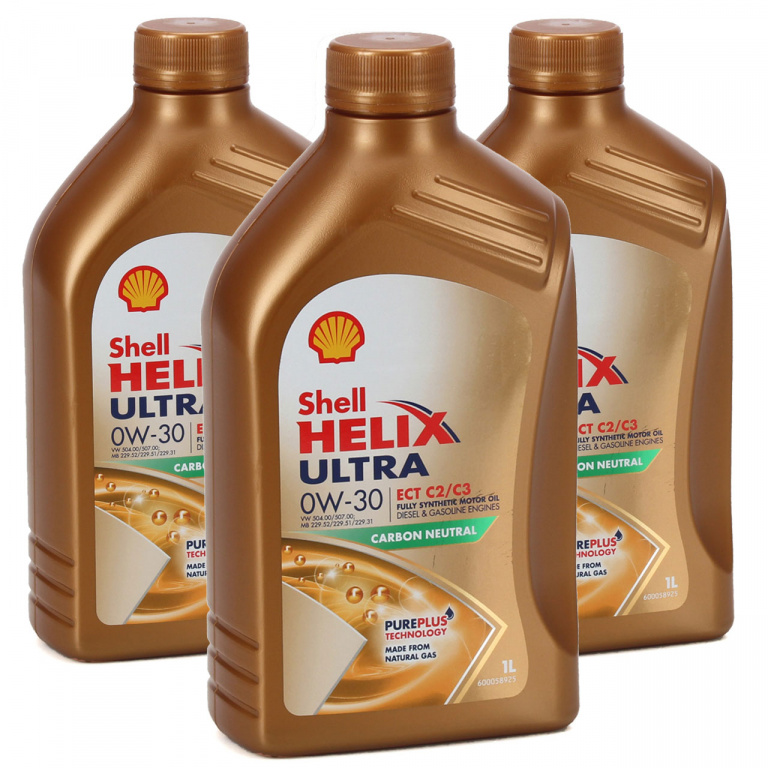 Set 3 Buc Ulei Motor Shell Helix Ultra ECT C2/C3 0W-30 VW 504/507.00 MB 229.52 1L Helix U.ECT C2/C3 0W30 1L