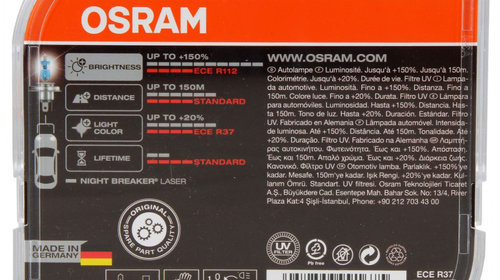 Set 4 Buc Bec Osram H4 12V 60/55W P43t Night Breaker Laser Next Gen +150% Up To 150M 64193NL-HCB
