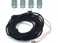 Set 4 lampi led + cablaj retrofit lumini picioare footwell lights VW Passat B6, B7, CC, Golf 5, 6, Tiguan, etc