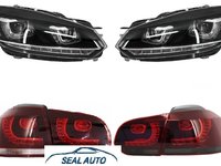 Set 4 pieses, faruri LED compatibil cu VW Golf 6 VI (2008-2013) Design Golf 7 3D U Design Semnal LED Dinamic cu Stopuri LED R20