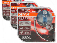 Set 6 Buc Bec Osram H4 12V 60/55W P43t Night Breaker Laser Next Gen +150% Up To 150M 64193NL-HCB