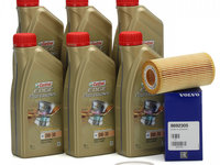 Set 6 Buc Ulei Motor Castrol Edge Titanium FST A5 0W-30 Volvo 1L 15AF7A + Filtru Ulei Oe Volvo S40 2 2004-2010 8692305