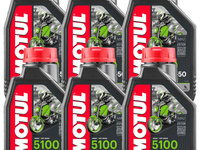 Set 6 Buc Ulei Motor Motul 5100 4T 10W-50 MA2 1L 104074