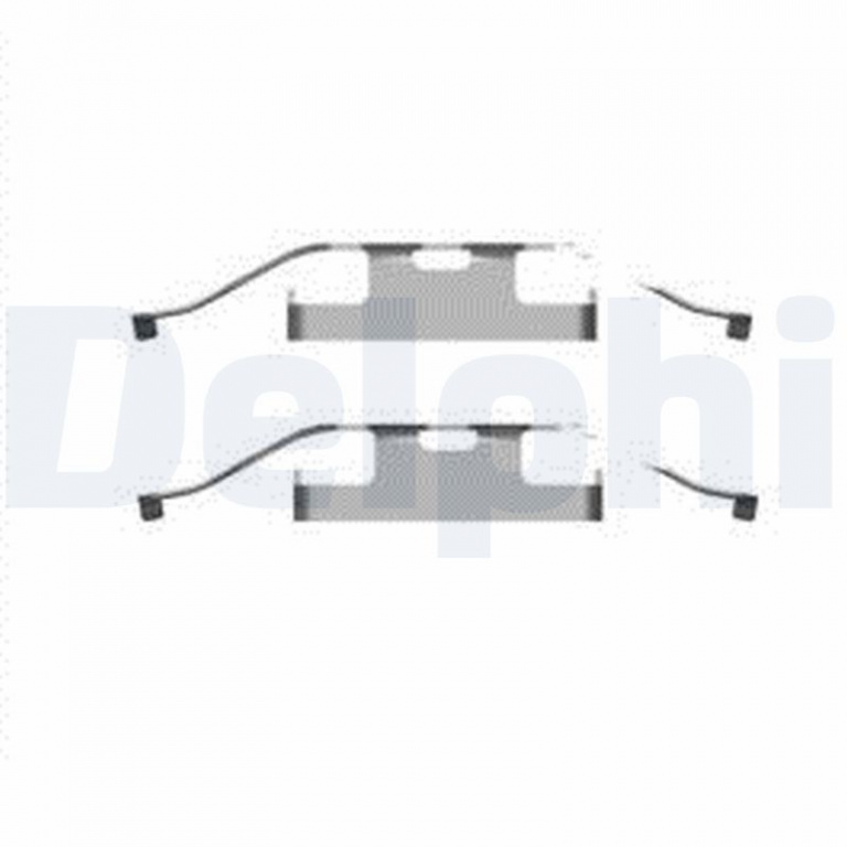 Set accesorii, placute frana DELPHI LX0596 model VW TRANSPORTER T5 caroserie (7HA, 7HH, 7EA, 7EH) 2003 2004 2005 2006 2007 2008 2009 2010 2011 2012 2013 2014 2015