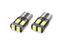 Set becuri auto cu LED CANBUS compatibil T10 W5W 6 SMD Alb 12V, destinat competitiilor auto sau off-road AVX-AM01622