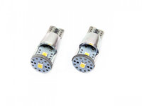 Set becuri auto cu LED CANBUS compatibil T10e W5W 3 SMD ALU Alb 12V/24V, destinat competitiilor auto sau off-road AVX-AM01637