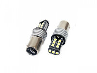 Set becuri auto cu LED CANBUS P21/5W BA15D 15 SMD 7.5W Alb 12/24V AVX-AM01641