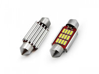 Set becuri auto cu LED CANBUS sofit C5W 12 SMD 4014 36mm Alb 12/24V AVX-AM01289